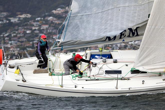 Michelle and Paul Boutchard sailing Mem in Division 2 of the DSS autumn short-handed series. © Shaun Tiedemann
